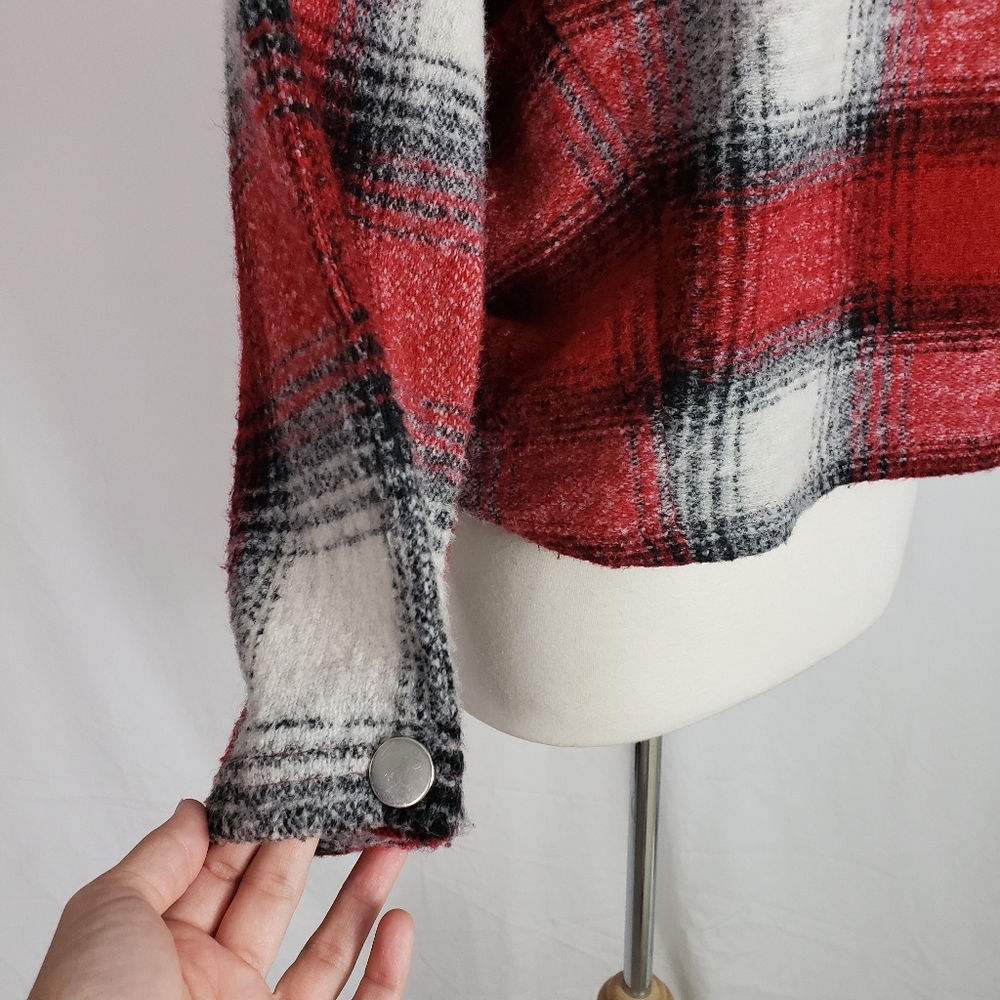Zara Women's Wool Blend Plaid Check Oversized Sweater Top Sz Small - Picture 4 of 8